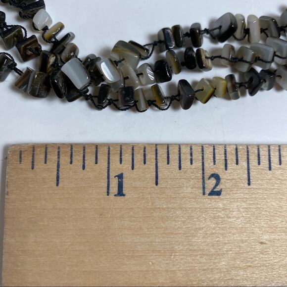 Modern multistrand knotted shell chip necklace - Picture 2 of 5